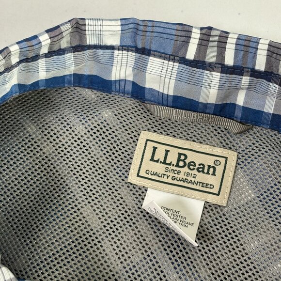 LL Bean Button Up Shirt Mens XL Blue Plaid Mesh Fishing Shirt Outdoors 509459 - Picture 6 of 12